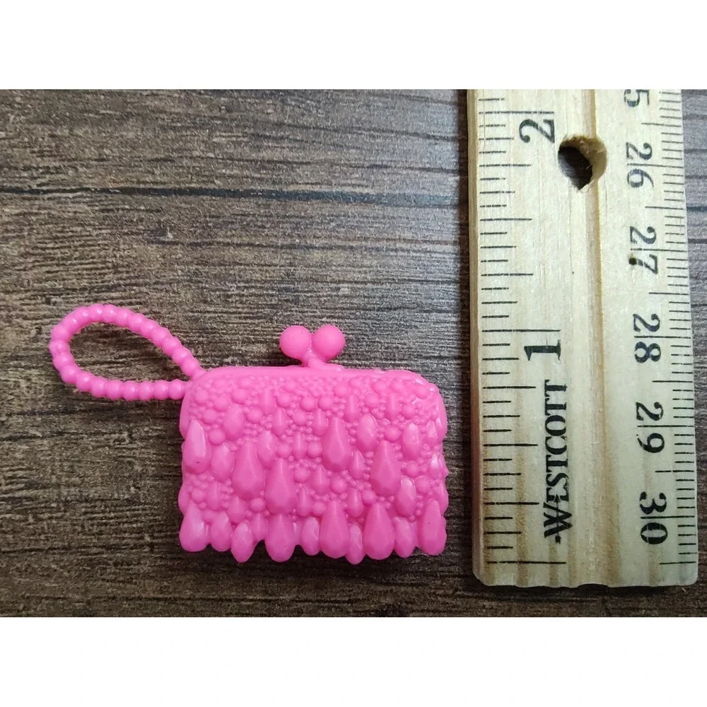 Barbie Fashionistas Wristlet Purse Clutch Dark Pink Teardrop Gems Beaded Handle